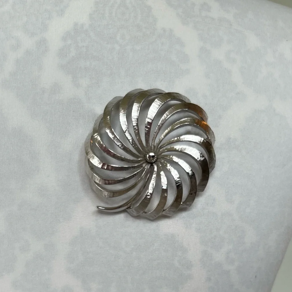 Vintage Monet Silver Tone Swirl Pin Brooch